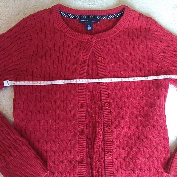 Girls GAP Red Cable Knit Buttoned Cotton Cardigan size 10 - Picture 5 of 5